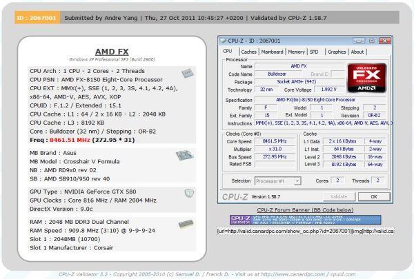 AMD FX-8150 ile yeni dünya rekoru 8461MHz!