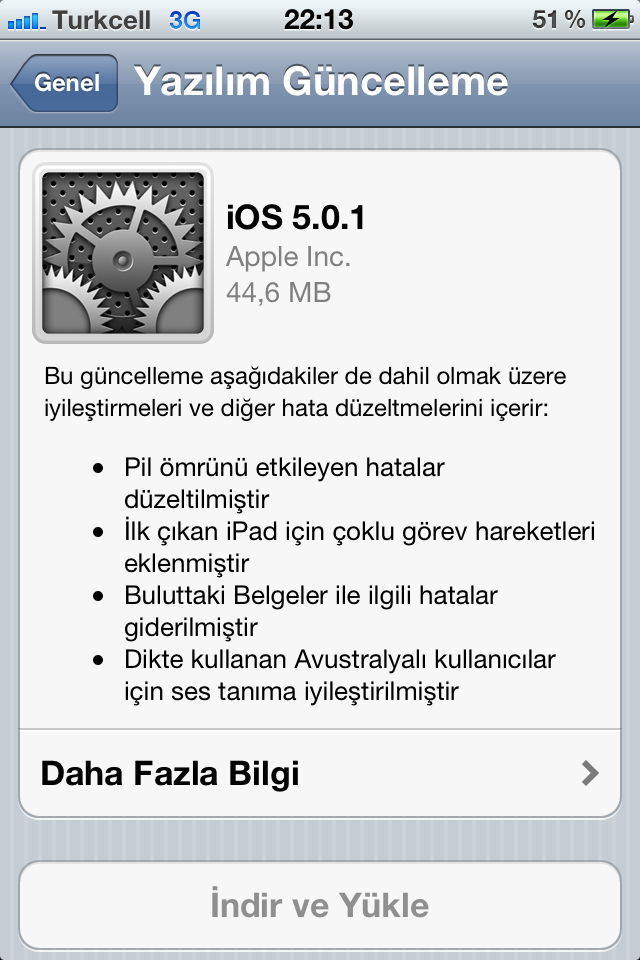 iOS 5.0.1 yayınlandı