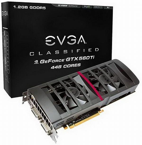EVGA'nın 448x paralel işlemcili GeForce GTX 560 Ti modeli de göründü