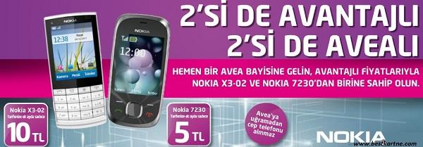 Avea'dan Nokia X3-02 ve Nokia 7230 kampanyası