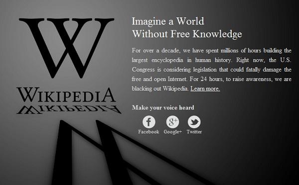 Google ve Wikipedia da SOPA protestosuna destek veriyor