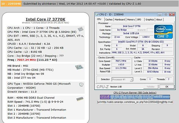 Intel'in 22nm Core i7-3770K işlemcisi 7GHz'e hız aşırtıldı