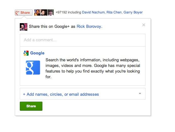 Google'dan Google+ Paylaş butonu