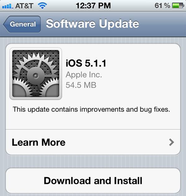 Apple, iOS 5.1.1 versiyonunu yayınladı
