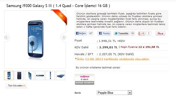 Samsung Galaxy S3 modelinin ülkemizde ön siparişli satışı başladı