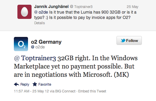 O2 Almanya, 32GB Lumia 900 versiyonunu onayladı