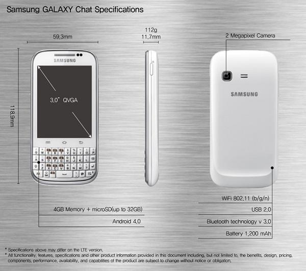 Samsung Galaxy Chat resmen duyuruldu