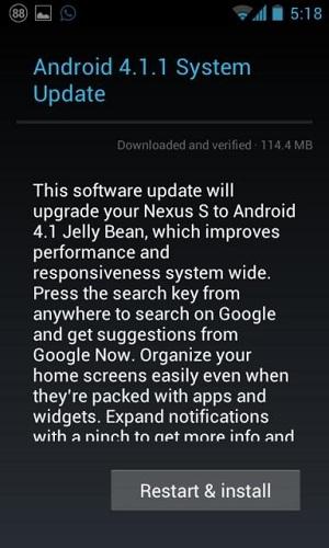 Nexus S için Android 4.1.1 güncellemesi yayınlandı