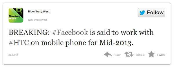 Bloomberg: Facebook, yeni bir telefon için HTC ile birlikte çalışıyor