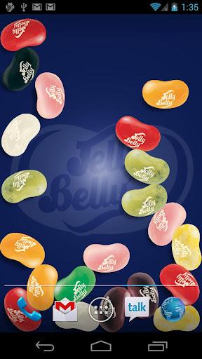 Jelly Belly Jelly Beans Jar ile arka planda yumuşak şekerleme geçidi