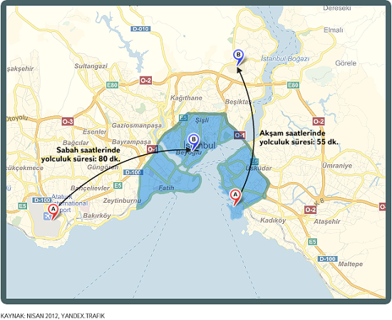 Yandex, İstanbul trafiğinin stres haritasını çıkardı