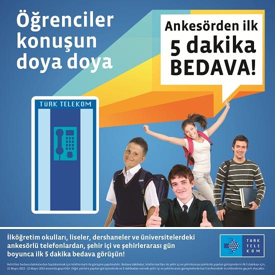 Türk Telekom, okullardaki ankesörlü telefonların ilk 5 dakikasını bedava yapıyor
