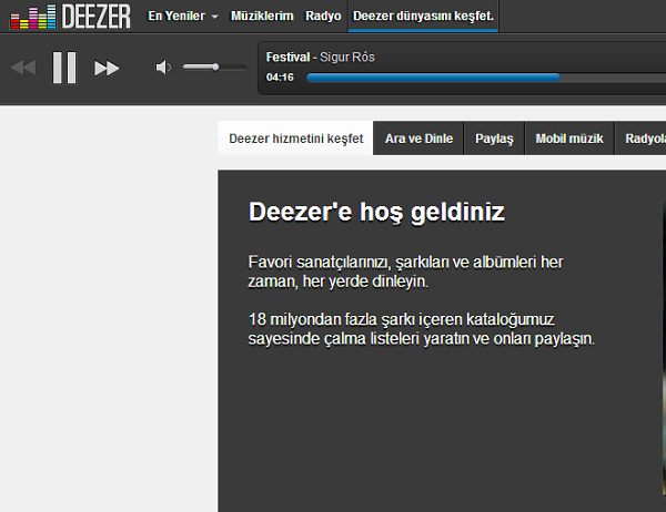Çevrimiçi müzik akışları hizmeti Deezer, Türkçe sayfasını hizmete soktu