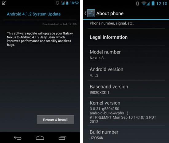 Galaxy Nexus ve Nexus S modelleri Android 4.1.2 güncellemesi almaya başladı