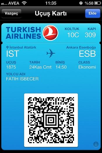 THY Fly Turkish uygulaması Passbook desteği kazandı