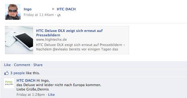 HTC Deluxe DLX, Avrupa'ya gelmeyebilir