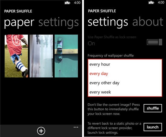 Paper Shuffle ile Windows Phone 8 cihazınızda kilit ekranı arkaplanı otomatik olarak değişiyor