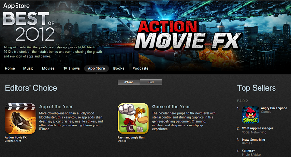 Appstore'da 2012'nin en iyi uygulaması ve en iyi oyunu belli oldu