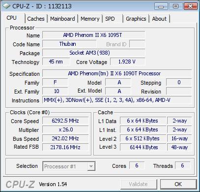 AMD'nin 6 çekirdekli Phenom II X6 1090T BE işlemcisi 6.29GHz'e çıkartıldı