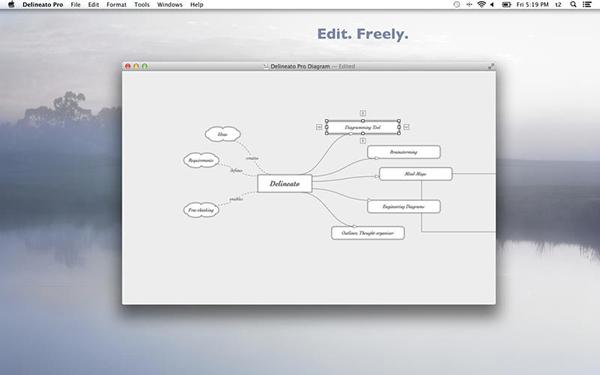 Mac uyumlu fikir haritası uygulaması Delineato Pro yeniden ücretsiz yapıldı
