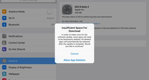 iOS 9 sistem güncellemesi için kendine yer açacak