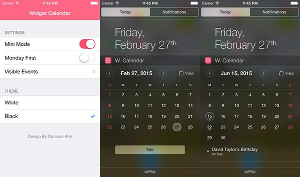 iOS uyumlu Widget Calendar ücretsiz yapıldı