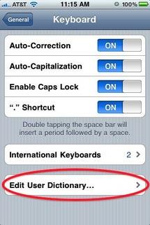 iPhone OS 4.0 ile kullanıcıya özel sözlük geliyor