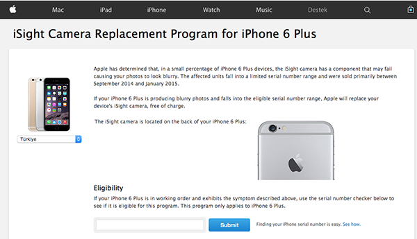 Apple, iPhone 6 Plus için 'iSight' kamera değişim programı başlattı