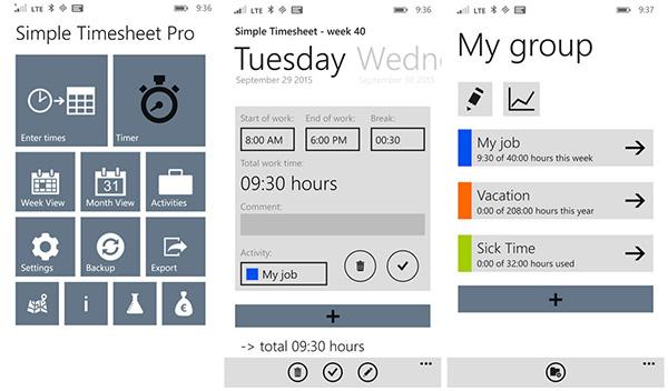 Windows Phone için Simple Timesheet Pro bugünlük ücretsiz