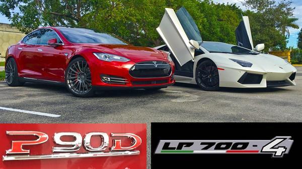 Tesla Model S P90D vs Lamborghini Aventador LP700-4