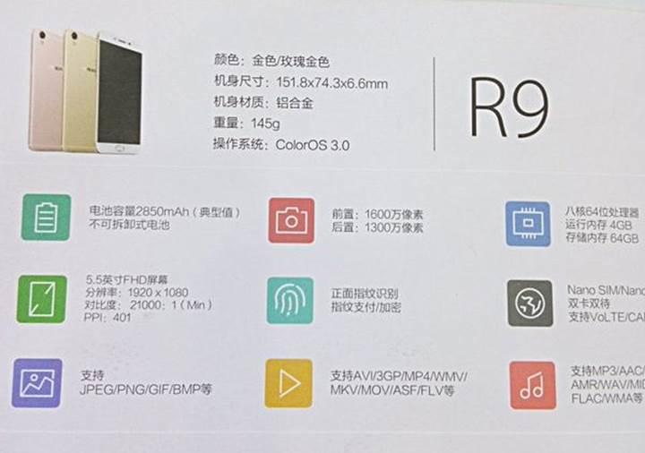 Oppo R9 ve R9 Plus'ın teknik özellikleri sızdırıldı