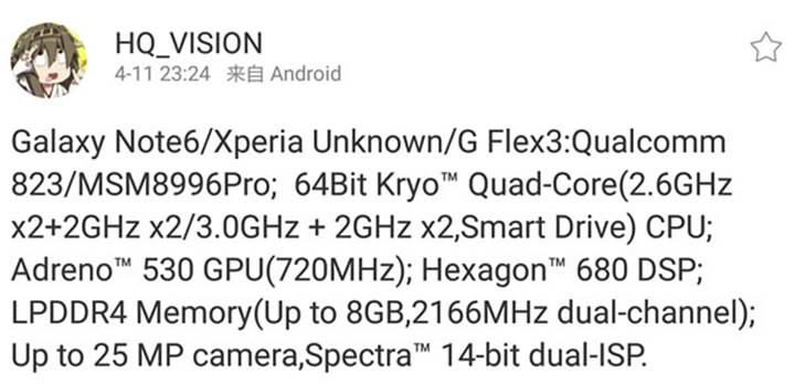 Galaxy Note 6 için Snapdragon 823 işlemci ve 8GB RAM iddiası