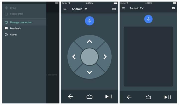 Android TV uzaktan kumanda uygulaması iOS platformunda