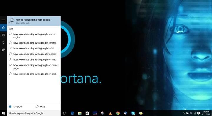 Windows 10 artık Cortana'dan Google aramasına izin vermiyor