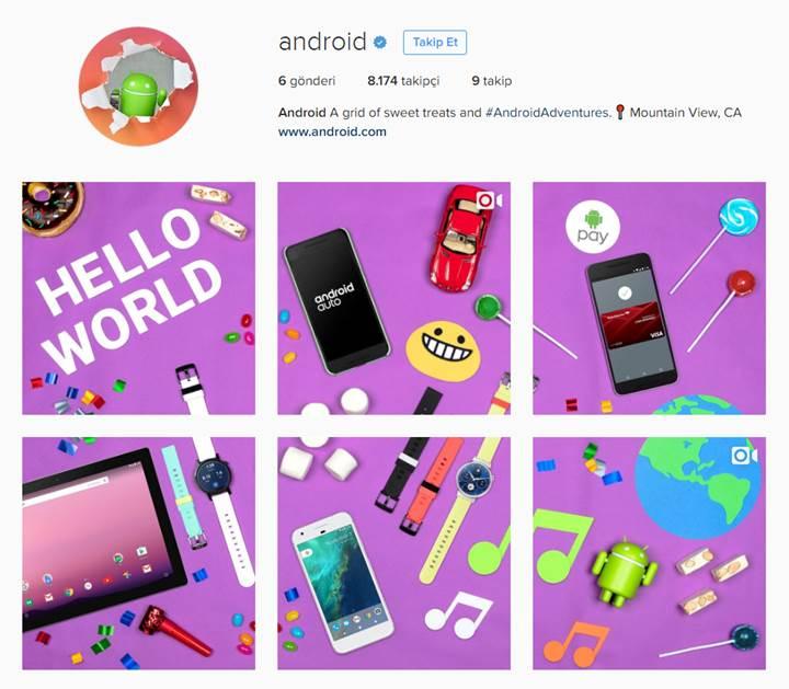 Android'in artık resmi Instagram hesabı var