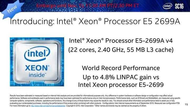 Intel üst seviye Xeon E5-2699A V4 işlemcisini duyurdu
