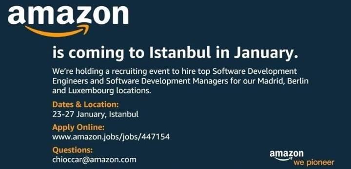 Amazon yeni çalışma arkadaşları bulmak için İstanbul'a geliyor