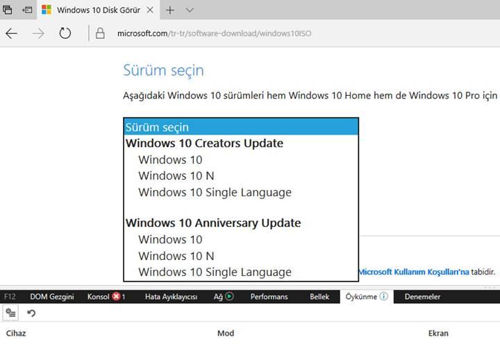 Windows 10 Creators Update'in resmi ISO'ları indirilebilir durumda