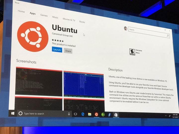 Ubuntu artık Windows mağazasında 