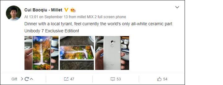 Mi Mix 2'nin beyaz seramik varyantı büyüledi