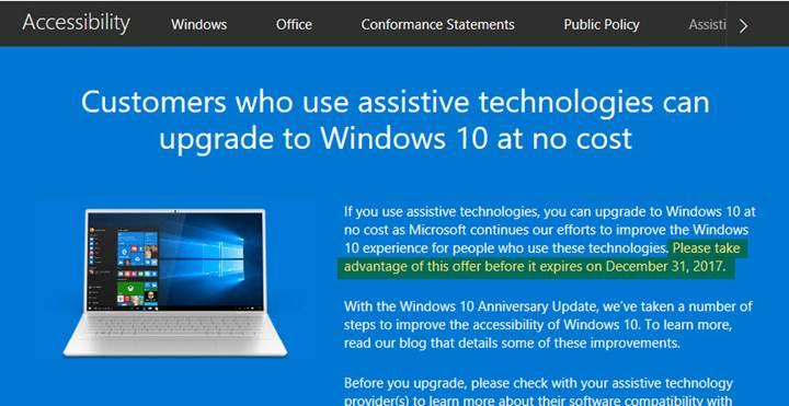 Microsoft, 31 Aralık'ta ücretsiz Windows 10 yükseltme teklifini sonlandıracak