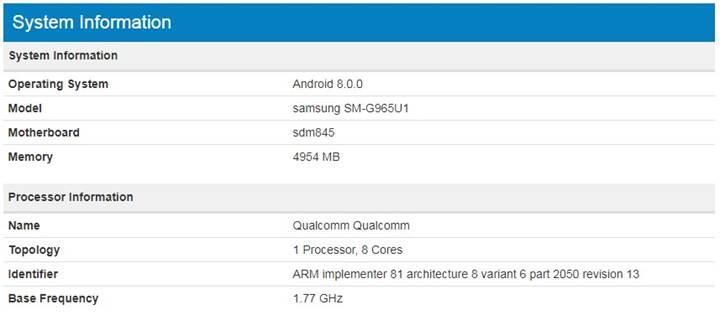 Samsung Galaxy S9+ benchmark skoru belli oldu