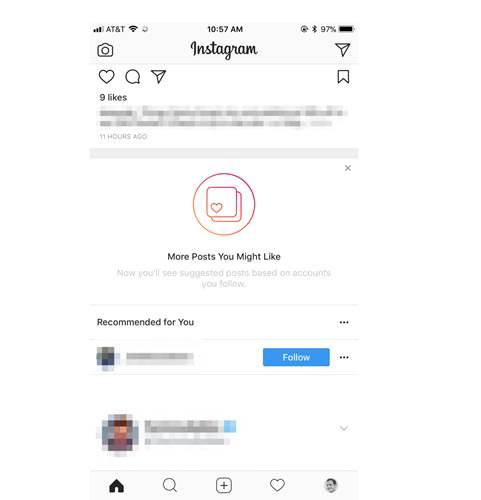 Instagram, ana akışa tavsiye edilen gönderiler eklemeye başladı