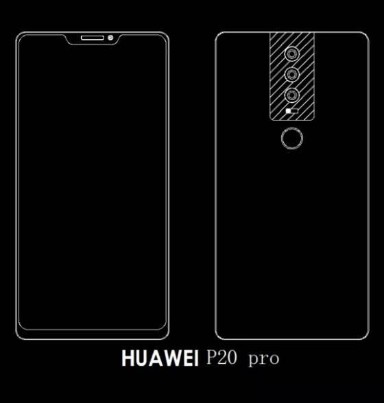 Üç arka kameraya sahip Huawei P20 serisinin şematik görüntüleri ortaya çıktı