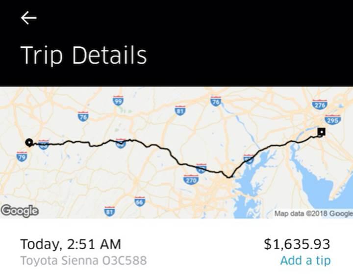Sarhoş olduğu için Uber'e yanlış adres girdi ve 1600 dolar ödedi