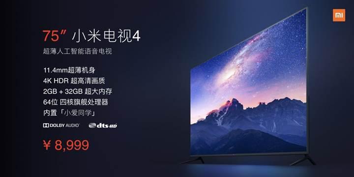 Xiaomi, sadece 11.4 mm kalınlığında 75 inçlik Mi TV 4'ü duyurdu