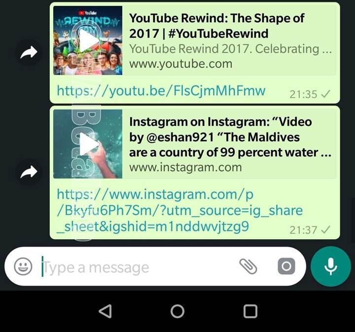 WhatsApp'ın Android sürümüne YouTube entegrasyonu geldi