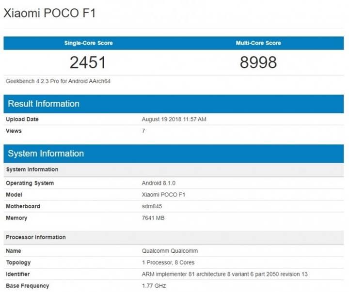 Xiaomi Pocophone F1 özellikleri sızdırıldı