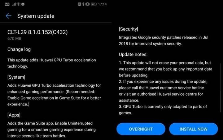 Huawei P20 Pro, gelişmiş oyun performansı için GPU Turbo güncellemesini almaya başladı