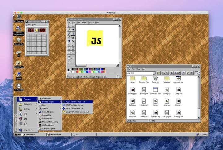 Windows 95'in masaüstü uygulaması ile nostalji yaşayın